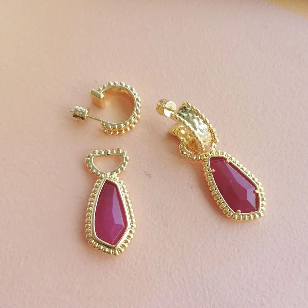 Alicia Bonnie - Sera Red Agate Gold Earrings - NEW